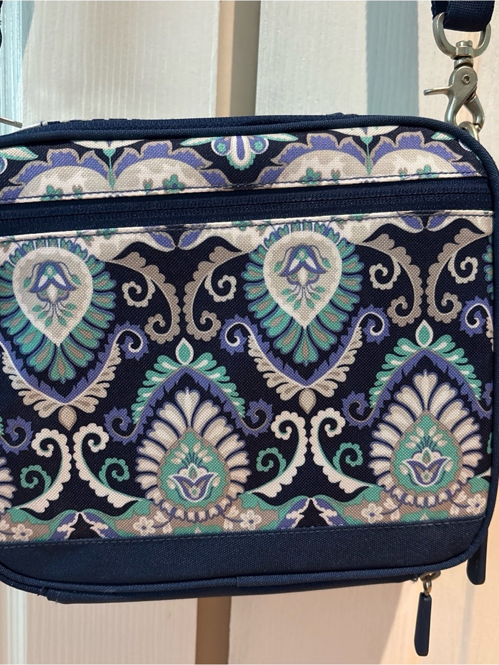 Navy Blue Floral Pattern Crossbody Bag